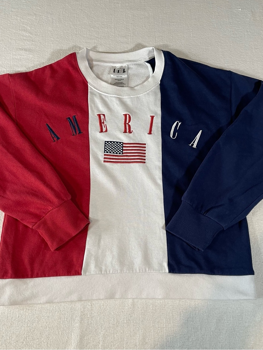 Isaac Morris Limited America Colorblock Crewneck Sweatshirt - Red White Blue